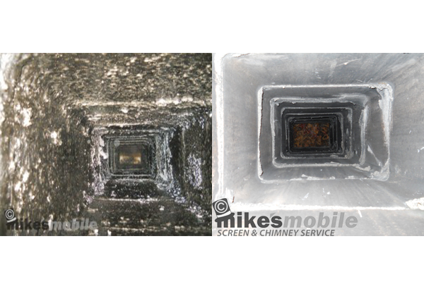 Before and After Chimney De-Glazing